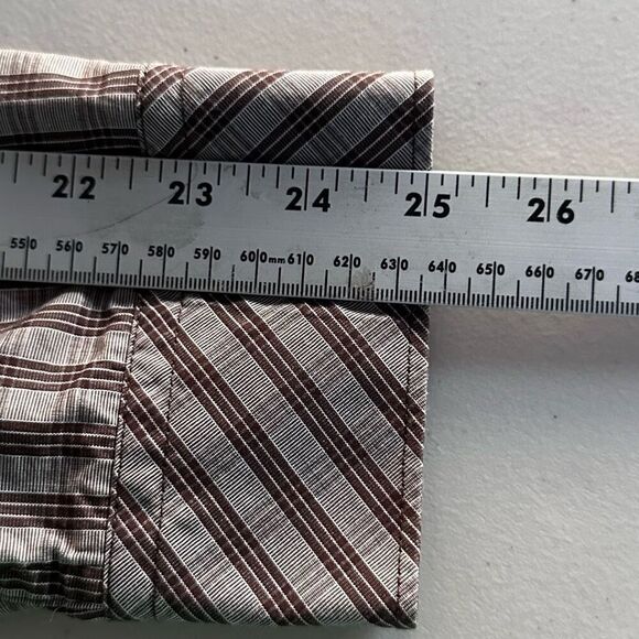VTG Structure LS Button Up Plaid Shirt Mens XL Brown Premium Woven Y2K - Picture 6 of 8
